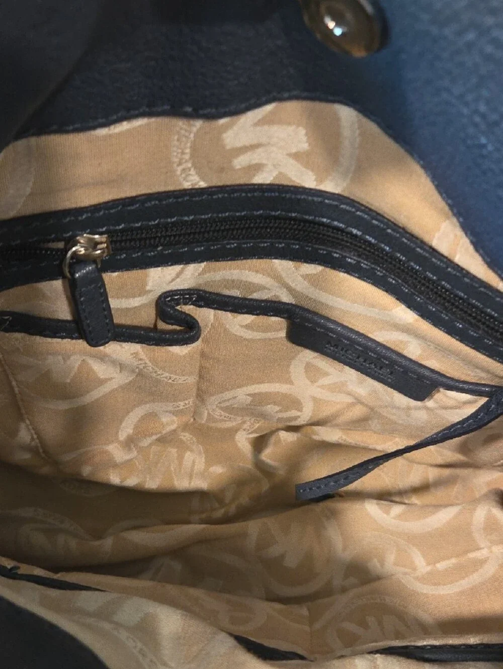 Michael Kors Hamilton Large Navy Leather Satchel Shoulder Bag MK Lock